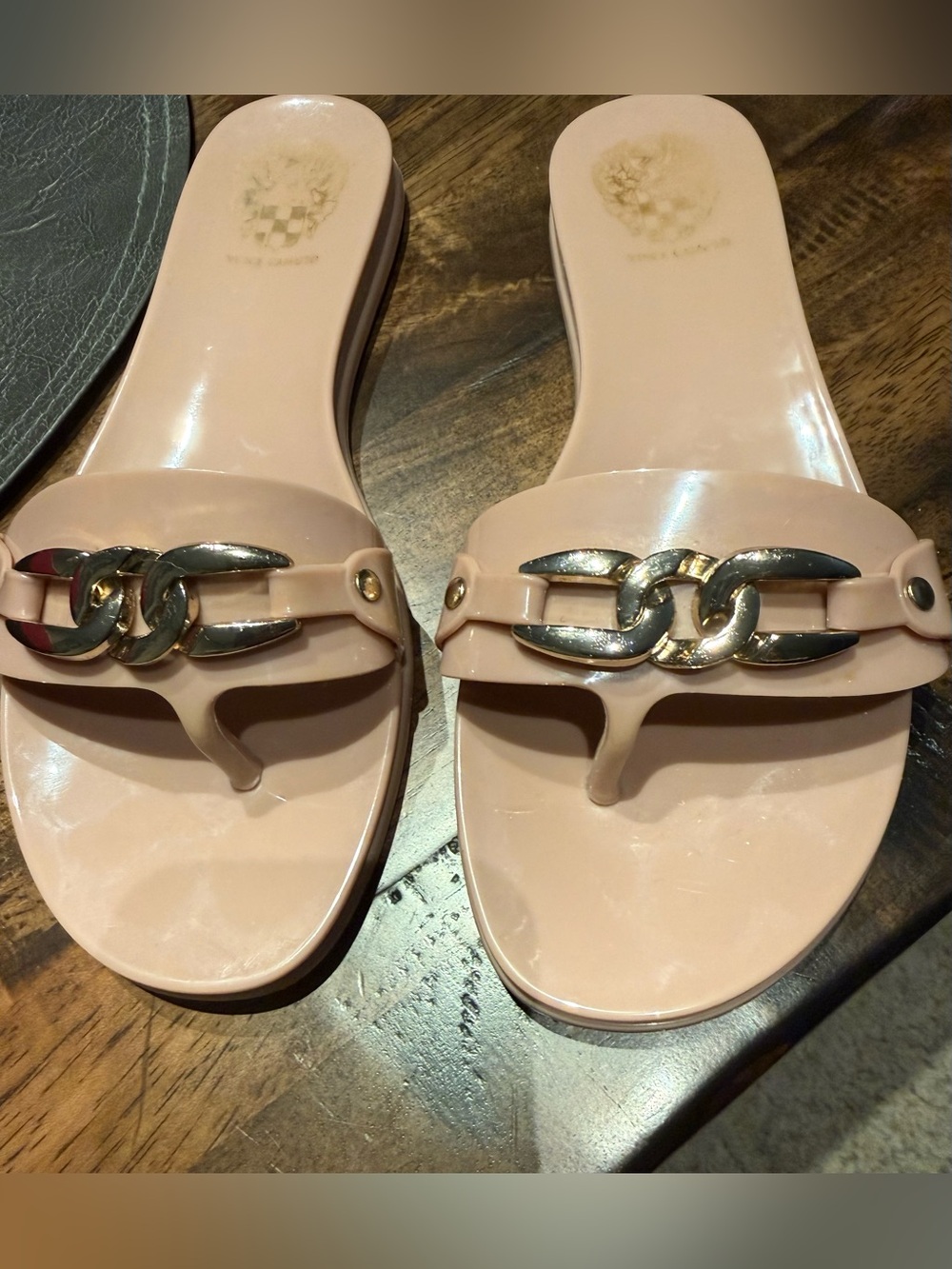 Vince Camino Elegant Gold Chain Gel Sandals